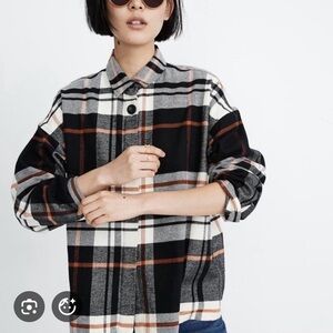 Madewell Plaid Button-Up Shirt - Black, White